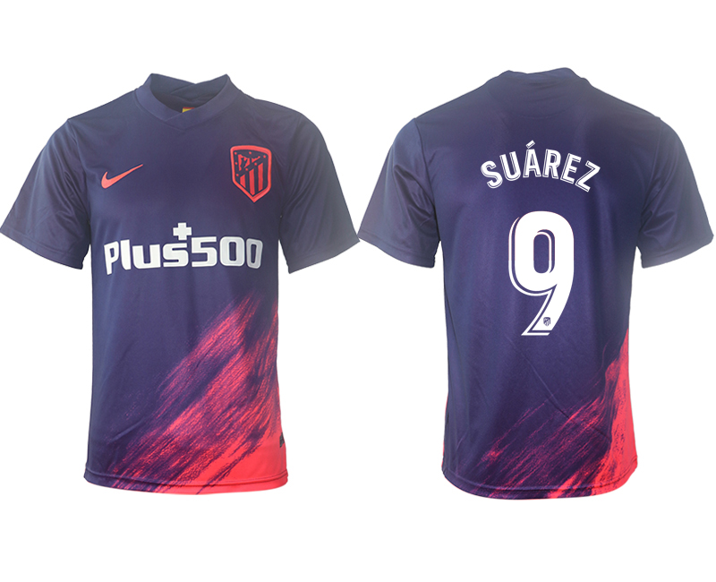Men 2021-2022 Club Atletico Madrid away aaa version purple #9 Soccer Jerseys